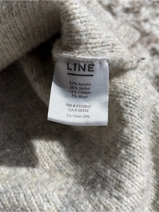 LINE the Label V-Neck Hollow Out/Distressed Cream Grey Sweater - Picture 8 of 8